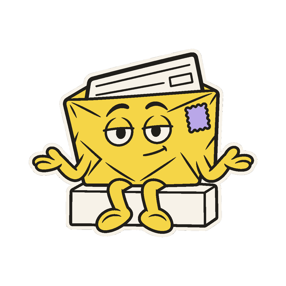 The envelope, shrugging